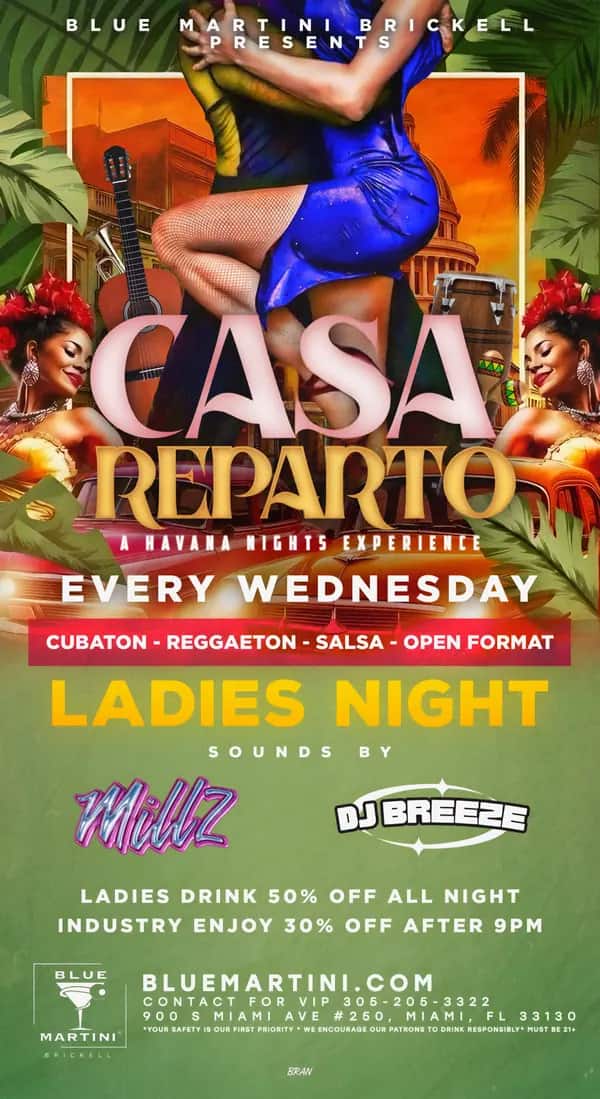 Casa Reparto — Story size artwork designed by Bran Visuals for Blue Martini Brickell