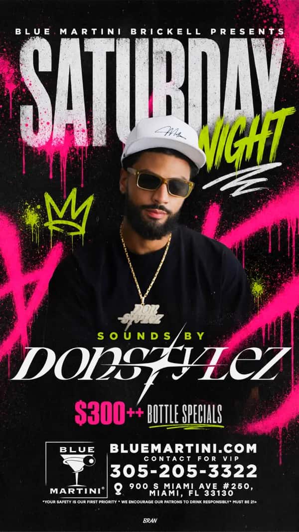 Saturday Night — Story size artwork designed by Bran Visuals for Blue Martini Brickell
