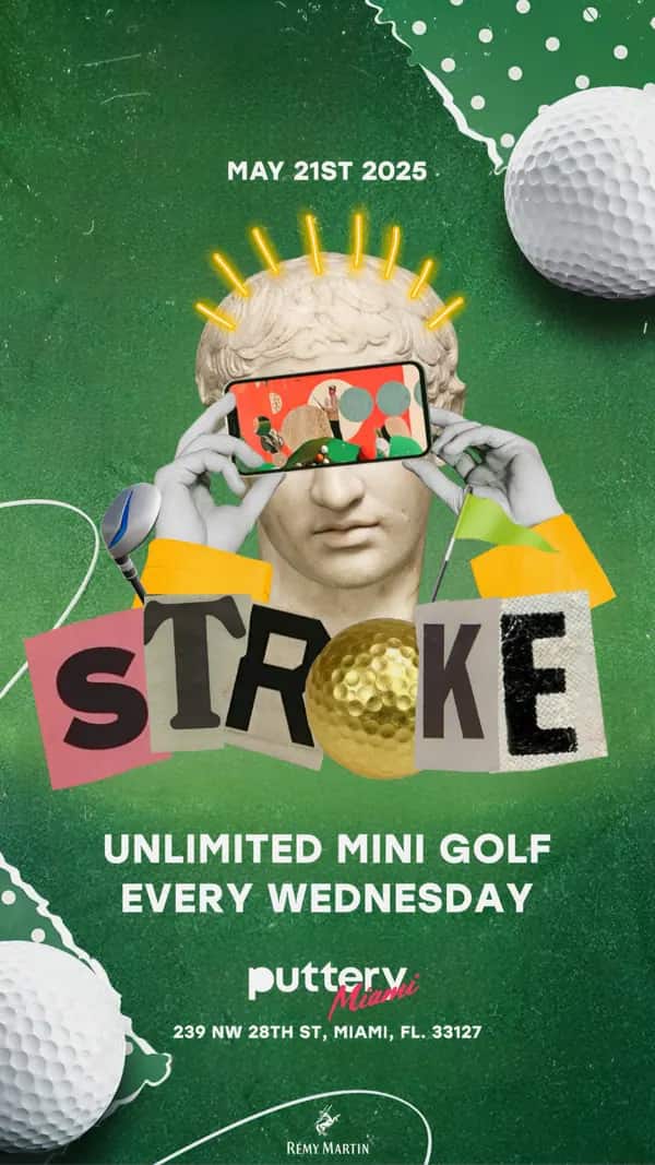 Stroke — Unlimited Mini Golf — May 21 build artwork designed by Bran Visuals for Puttery Miami