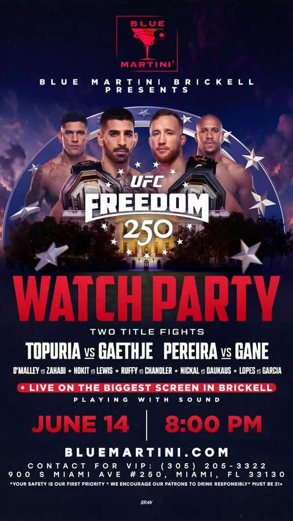 UFC Freedom 250 — Story size artwork designed by Bran Visuals for Blue Martini Brickell