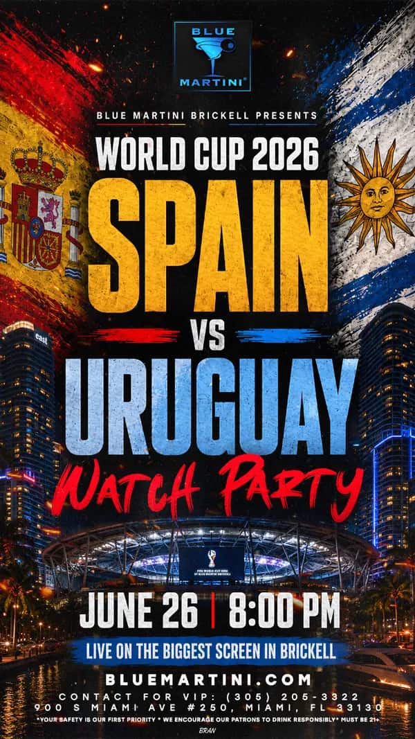 World Cup — Spain vs Uruguay — Story size artwork designed by Bran Visuals for Blue Martini Brickell