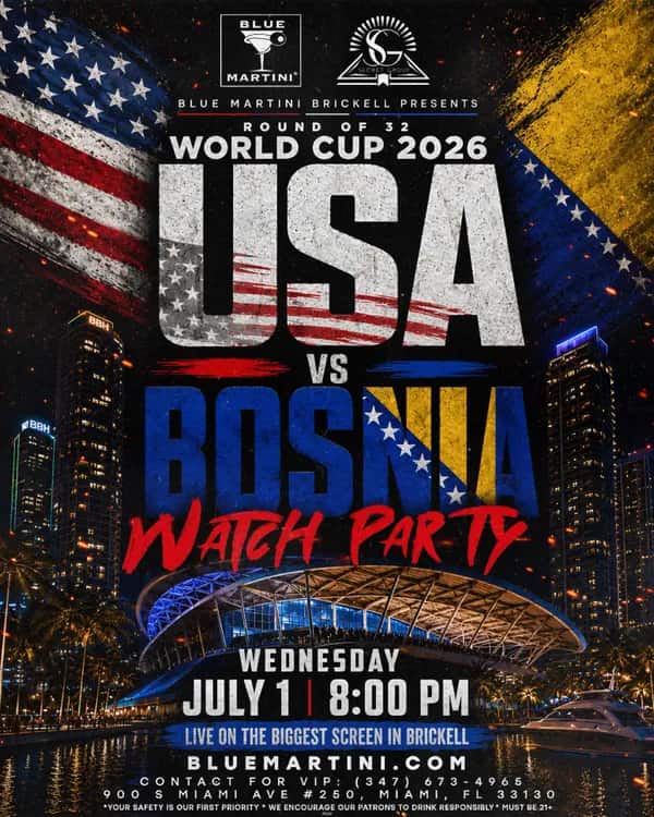 World Cup — USA vs Bosnia — Feed size artwork designed by Bran Visuals for Blue Martini Brickell