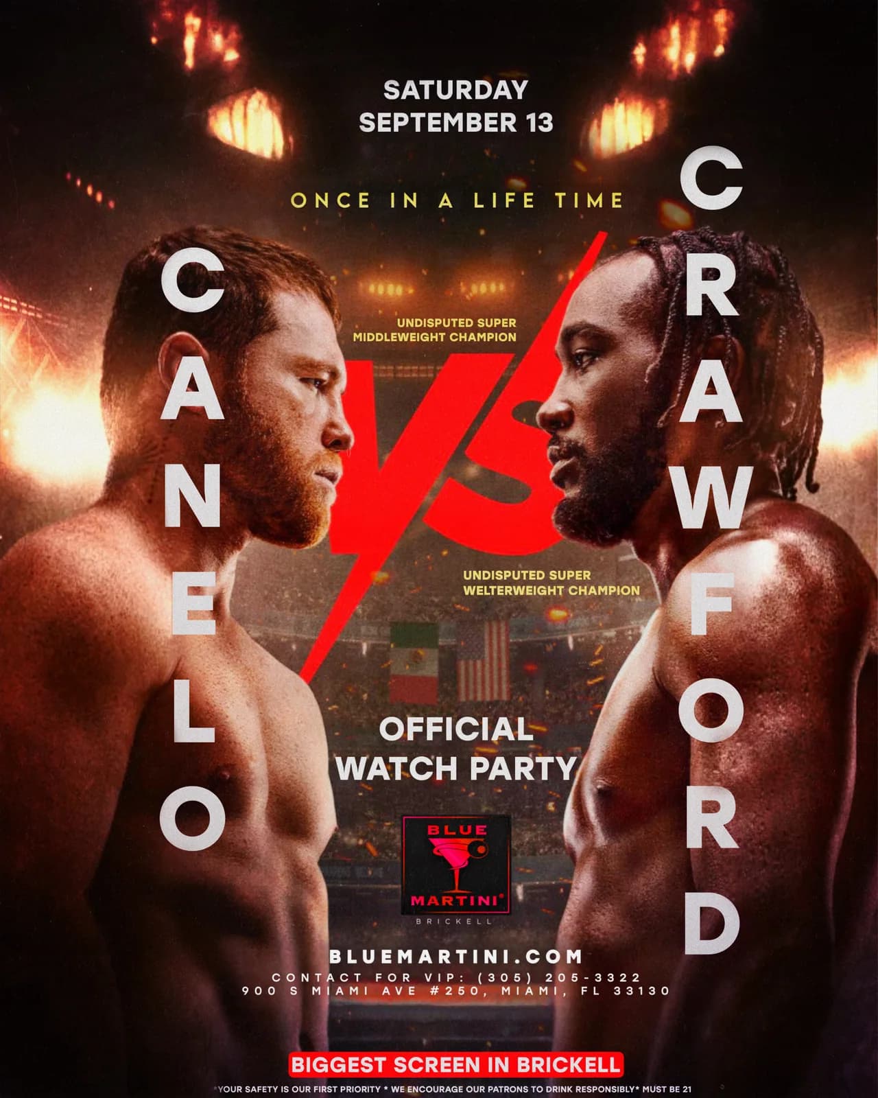 Flyer & Event Design sample — Canelo vs Crawford for Blue Martini Brickell