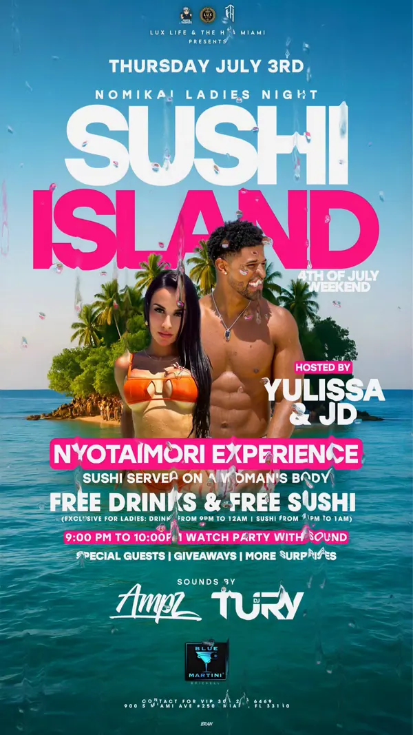 Sushi Island — Promo video video still designed by Bran Visuals for Lux Life & The Hub Miami