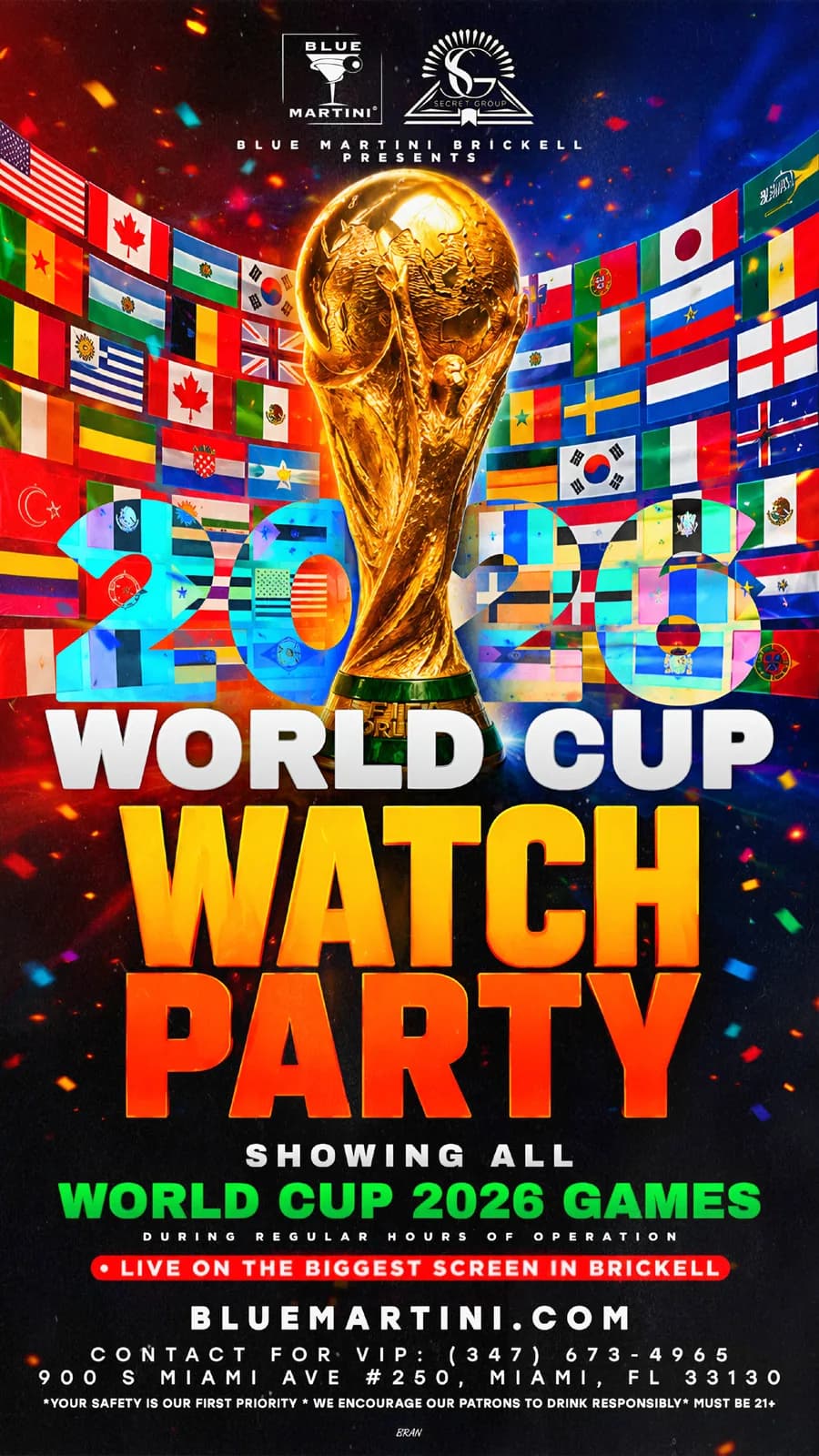 Monthly Content + Automation sample — World Cup 2026 — Every Match for Blue Martini Brickell